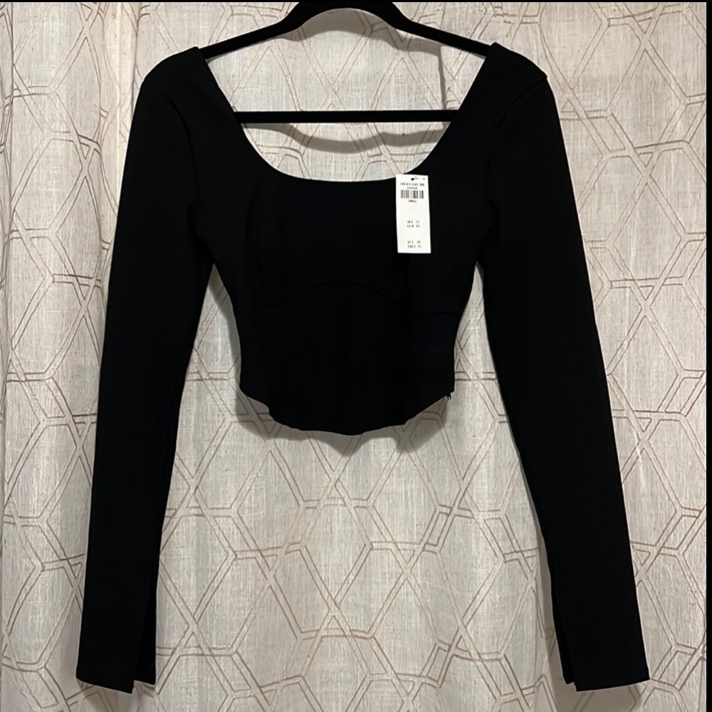 Abercrombie & Fitch Long-Sleeve Corset Scoopneck Top
